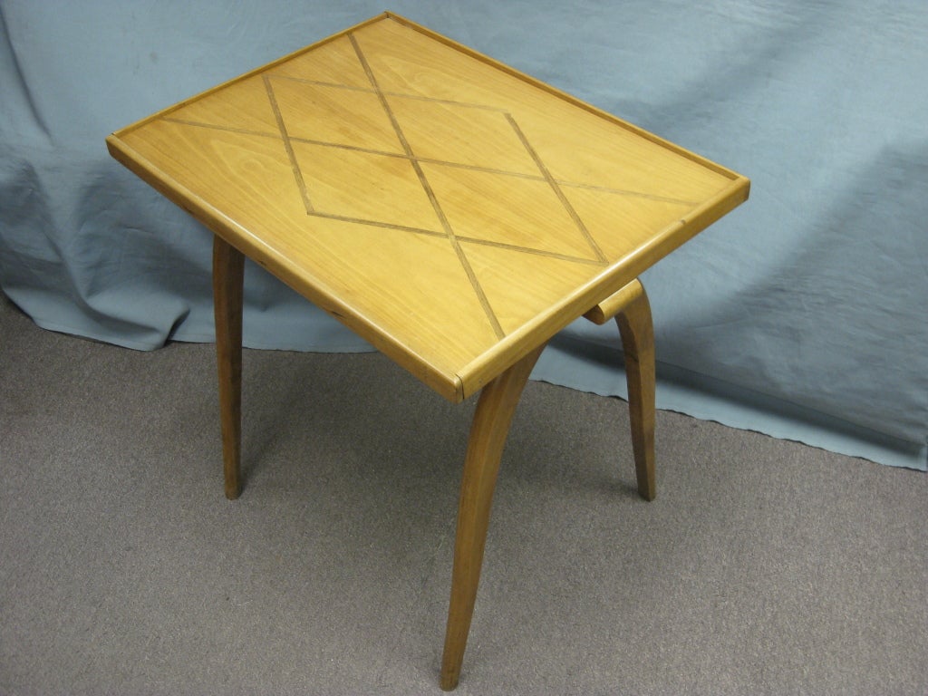 Belgian Inlaid Sycamore Side Table Attributed to Alfred Chambon In Good Condition For Sale In New York City, NY