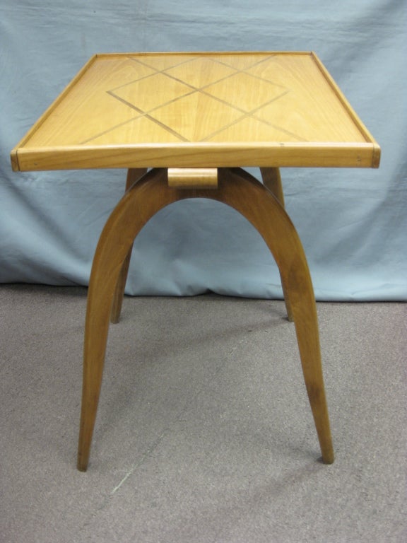 20th Century Belgian Inlaid Sycamore Side Table Attributed to Alfred Chambon For Sale