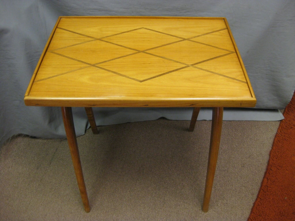 Belgian Inlaid Sycamore Side Table Attributed to Alfred Chambon For Sale 1