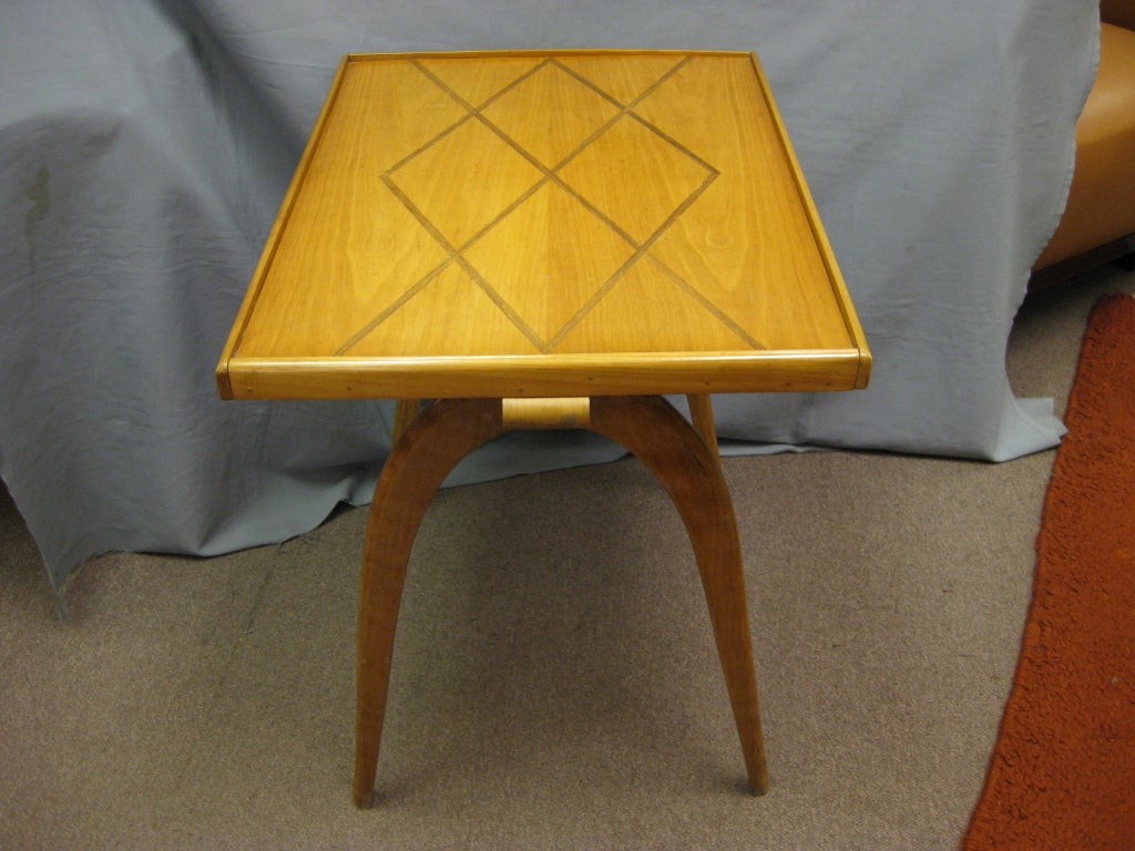 Belgian Inlaid Sycamore Side Table Attributed to Alfred Chambon For Sale 2