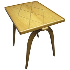 Vintage Belgian Inlaid Sycamore Side Table Attributed to Alfred Chambon