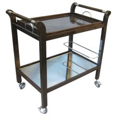 French Modernist rolling bar cart with removable tray