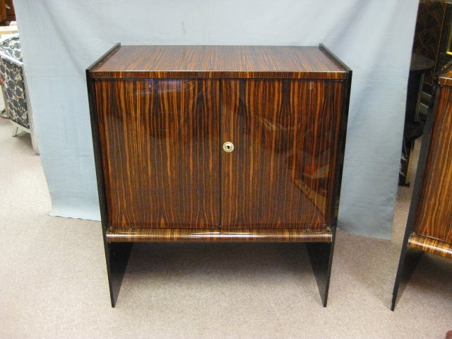 A fine pair of French Modernist macassar ebony  cabinets 1