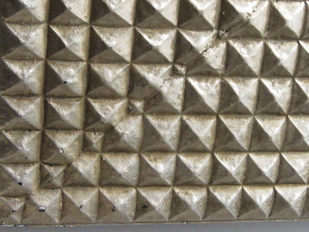 Large rectangular beveled grid mirror in  white gold 1