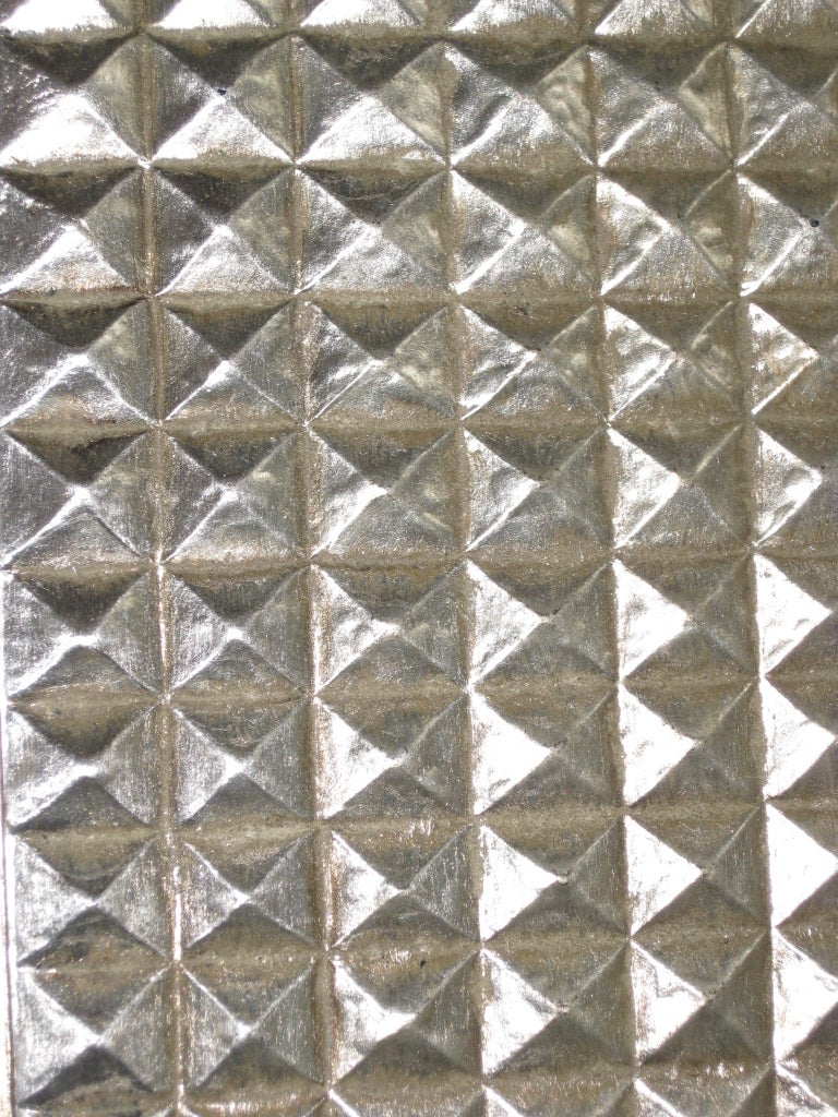 Large rectangular beveled grid mirror in  white gold 2