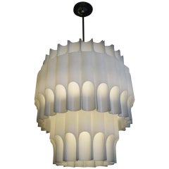 Fabulous mid century Modern tiered luminous white lantern