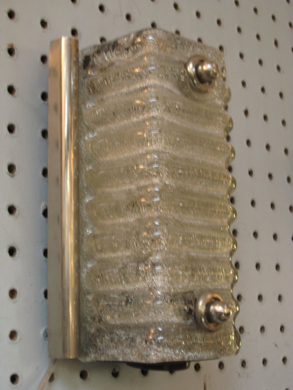 Pair of  Italian mid century ribbed glass sconces