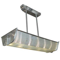 Rectangular Billiard Style Glass Rod and Nickel Chandelier, P. Fargette, 1940 12