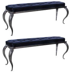 Pair of Elegant French Art Deco Benches Attributed to Rene Prou, 1935