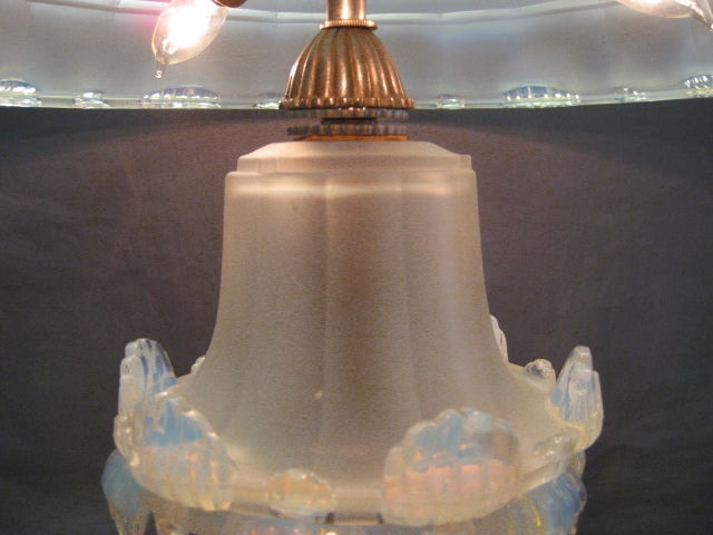 French opalescent art glass waterfall table lamp attrib to Ezan 2