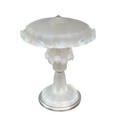 Antique French opalescent art glass waterfall table lamp attrib to Ezan