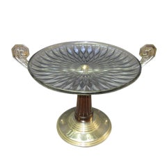 French Art Deco  wood , metal and art glass centerpiece circa1930