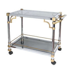 Industrial two tone rolling bar cart- attrib to Maison Jansen