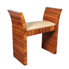 French Art Deco Zebrawood and Snake Skin Bench