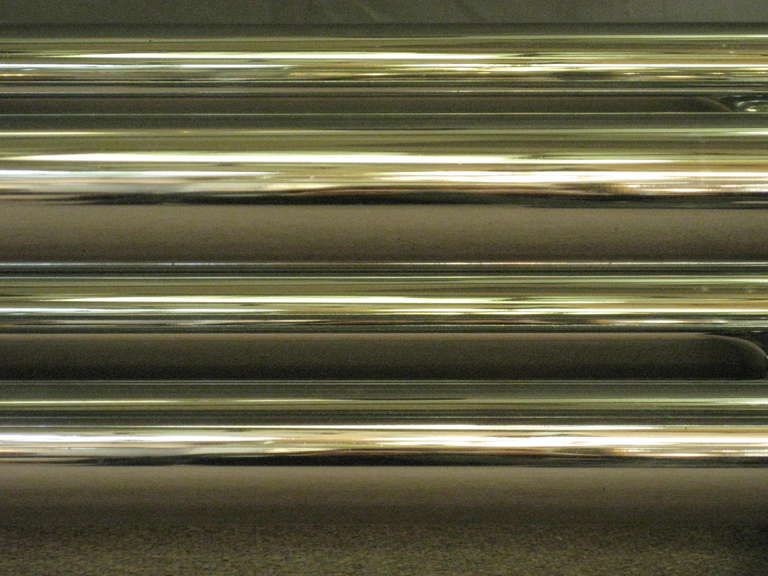 20th Century Mid-Century Modern Tubular, Tiered Metal Coffee Table with Glass Top