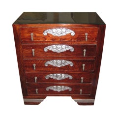 Vintage French hand carved silver leaf chest of drawers circa 1920
