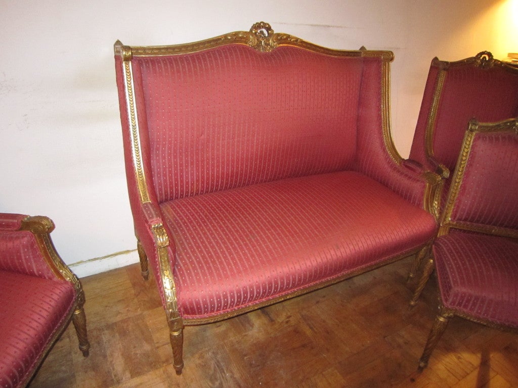Late nineteenth century French LXVI five piece salon set