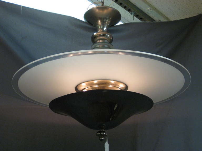 Grand lustre rond moderniste français Joubert et Petit DIM, 1930