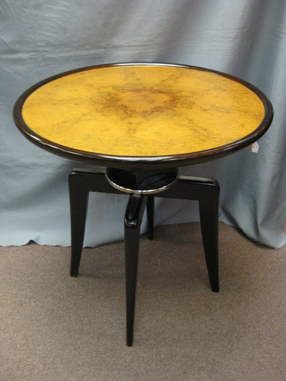 20th Century French 1930's unusual two tone nickel mounted side table