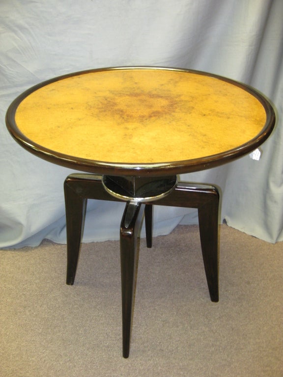 French 1930's unusual two tone nickel mounted side table 1