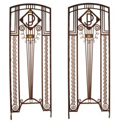 Vintage Important pair of French Art Deco hand wrought iron doors 1925