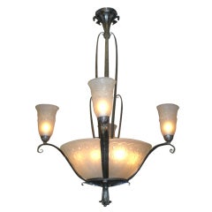 French Art Deco, 1925 Chandelier Muller Freres and Edgar Brandt 12