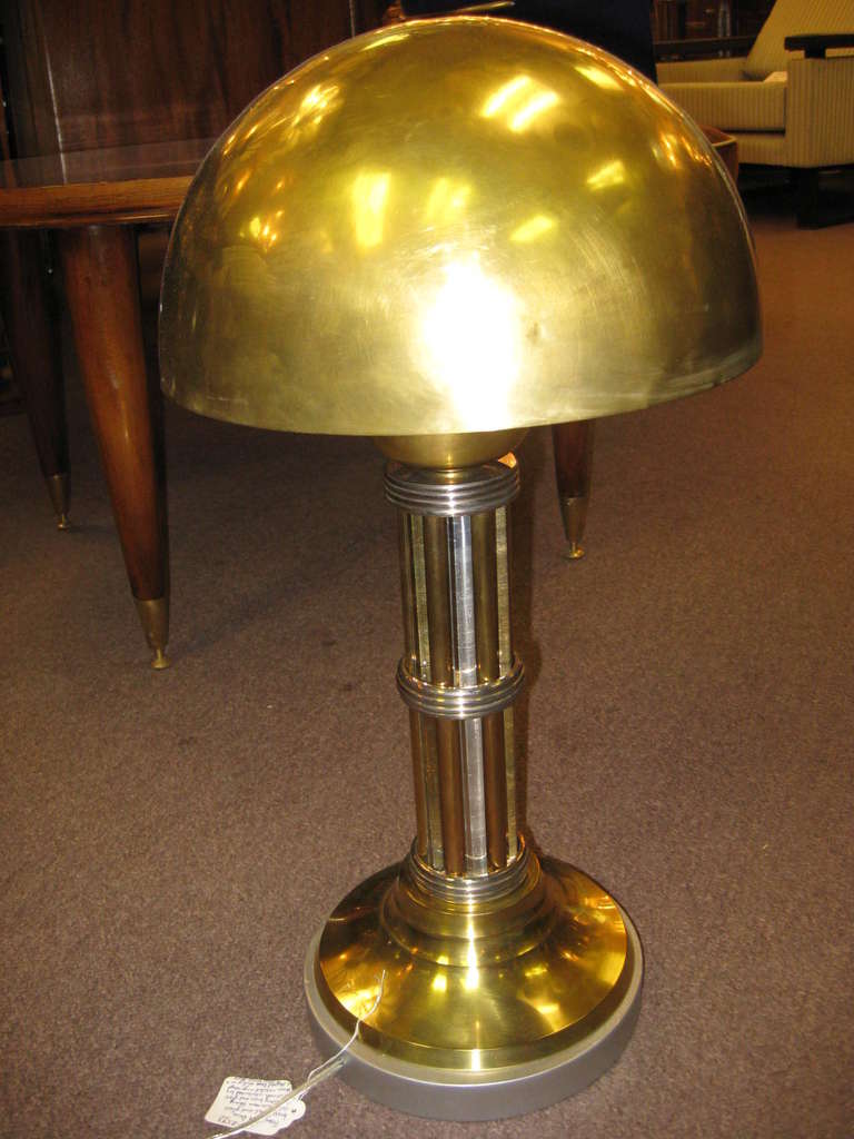 French Art Deco brass, nickel and glass desk lamp - Felix Aublet 6