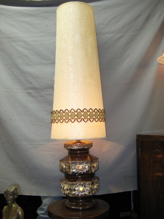 20th Century Tall Mid century French earthenware table/ floor lamp