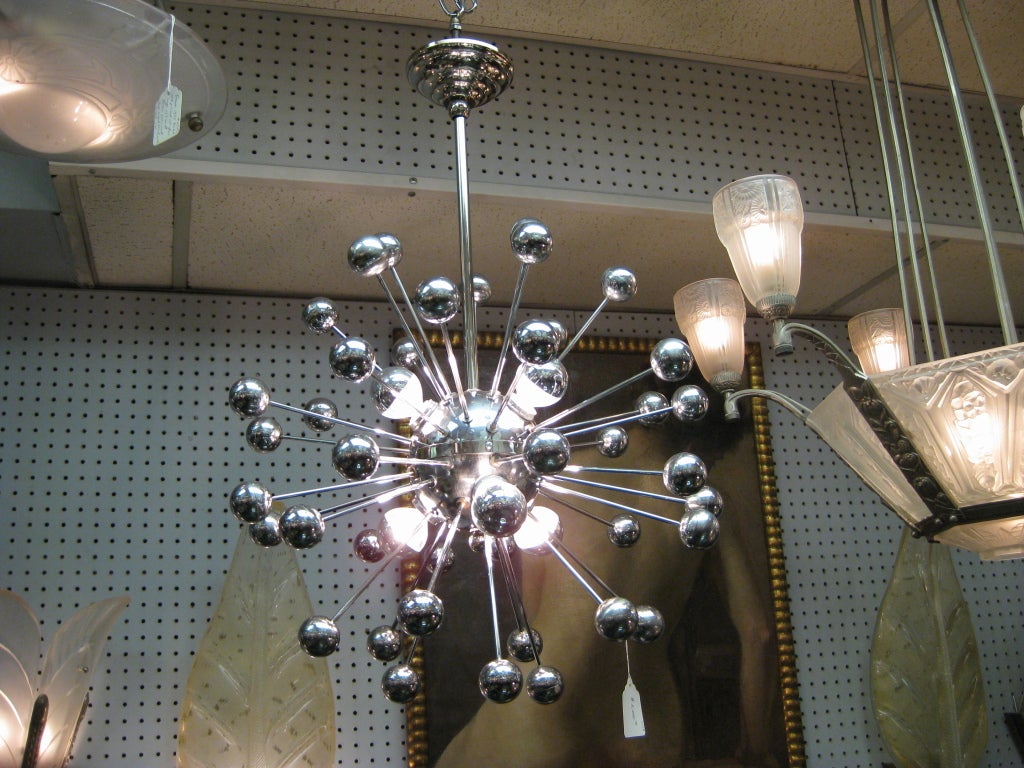 French 1960's chromed sputnik chandelier