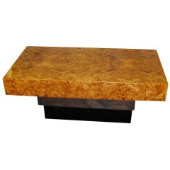 French Modernist burl wood coffee table