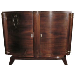 French Art Deco Two-Door Palisander Cabinet with Nickeled Mounts