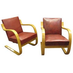 Pair of Early, Original Cantilever Chairs, Stamped Alvar Aalto 11