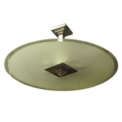 French Modernist Circular Chandelier-Polished Nickeled Mounts