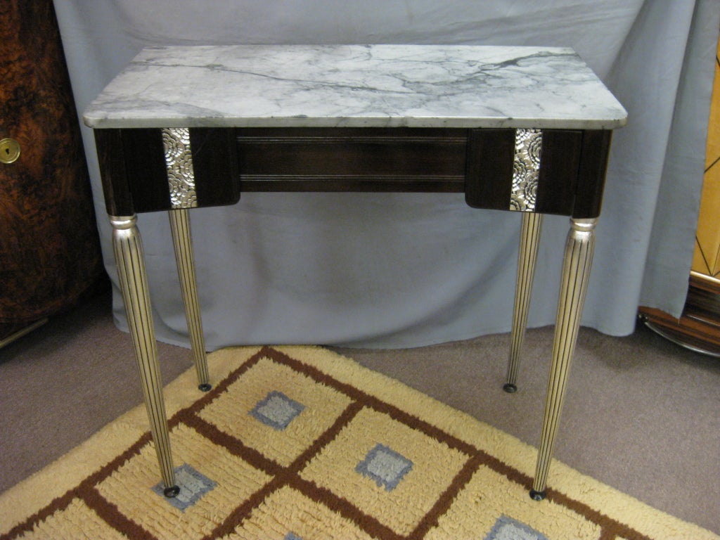 French Art Deco elegant  wood & silver leaf console/vanity/ desk