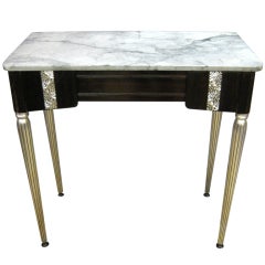French Art Deco elegant  wood & silver leaf console/vanity/ desk