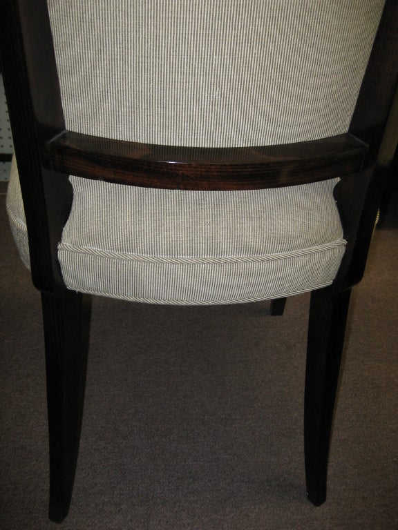 Mid-20th Century Six French Deco Dark Walnut Refinished Tall Back Dining Chairs