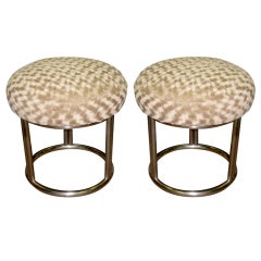 Pair of French Modernist upholstered poufs/ footstools circa1960