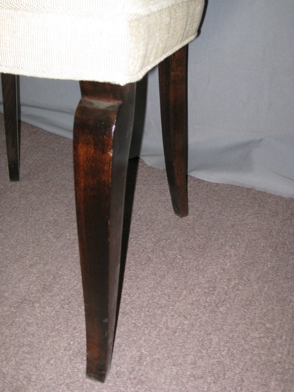 Art Deco Six French Deco Dark Walnut Refinished Tall Back Dining Chairs