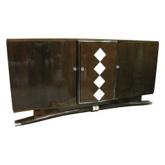 Important French Art Deco Walnut and Shagreen Cabinet, Andre Frechet Attributed