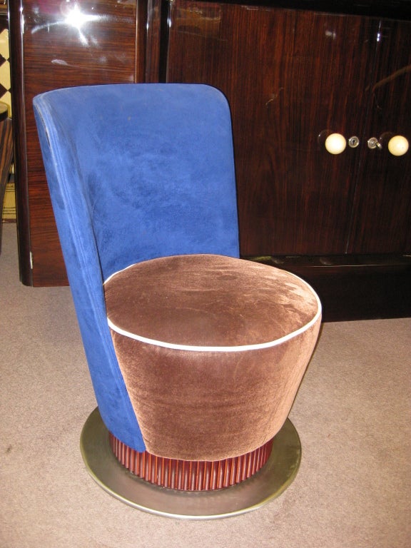 Mid-Century Modern  Italian Mid Century Side Chair with Wood and Metal Base