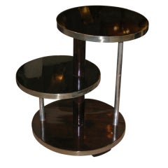 French Art Deco multi -leveled occasional table with nickel trim