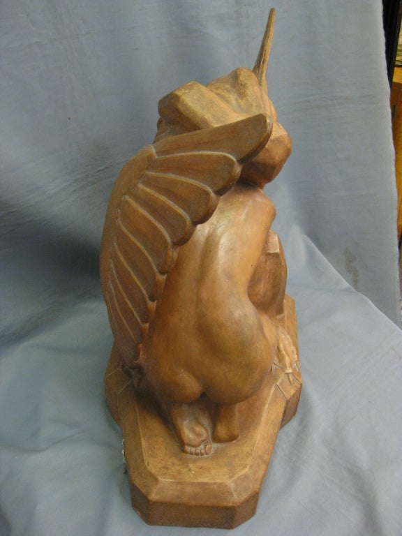 20th Century Art Deco Terracotta Sculpture of Leda and the Swan by Beauvais