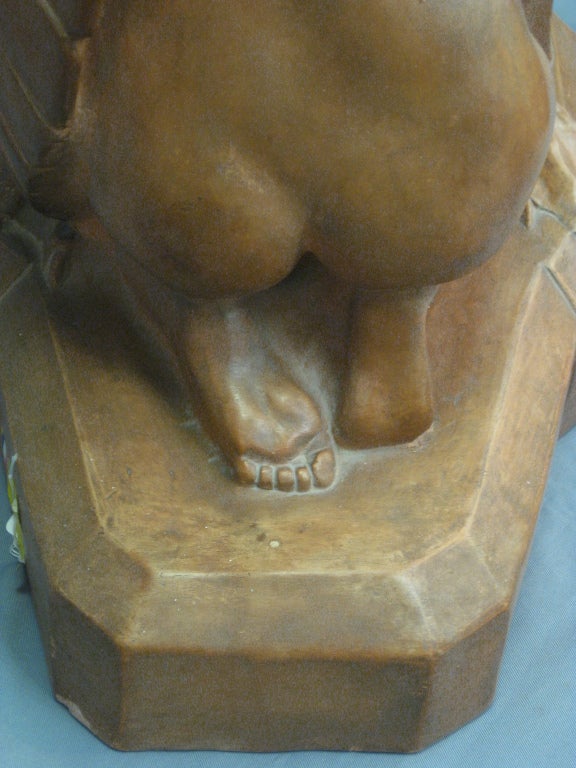 Art Deco Terracotta Sculpture of Leda and the Swan by Beauvais 1