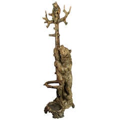 Swiss "Black Forest" Finely-Carved Hall Tree (Coat Rack/Umbrella Stand)