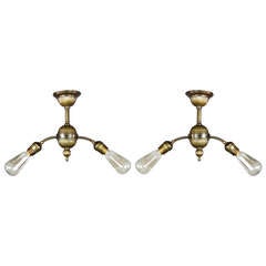 Antique Sheffield Bare-Bulb Flush Mount Light Fixture (2-Light)