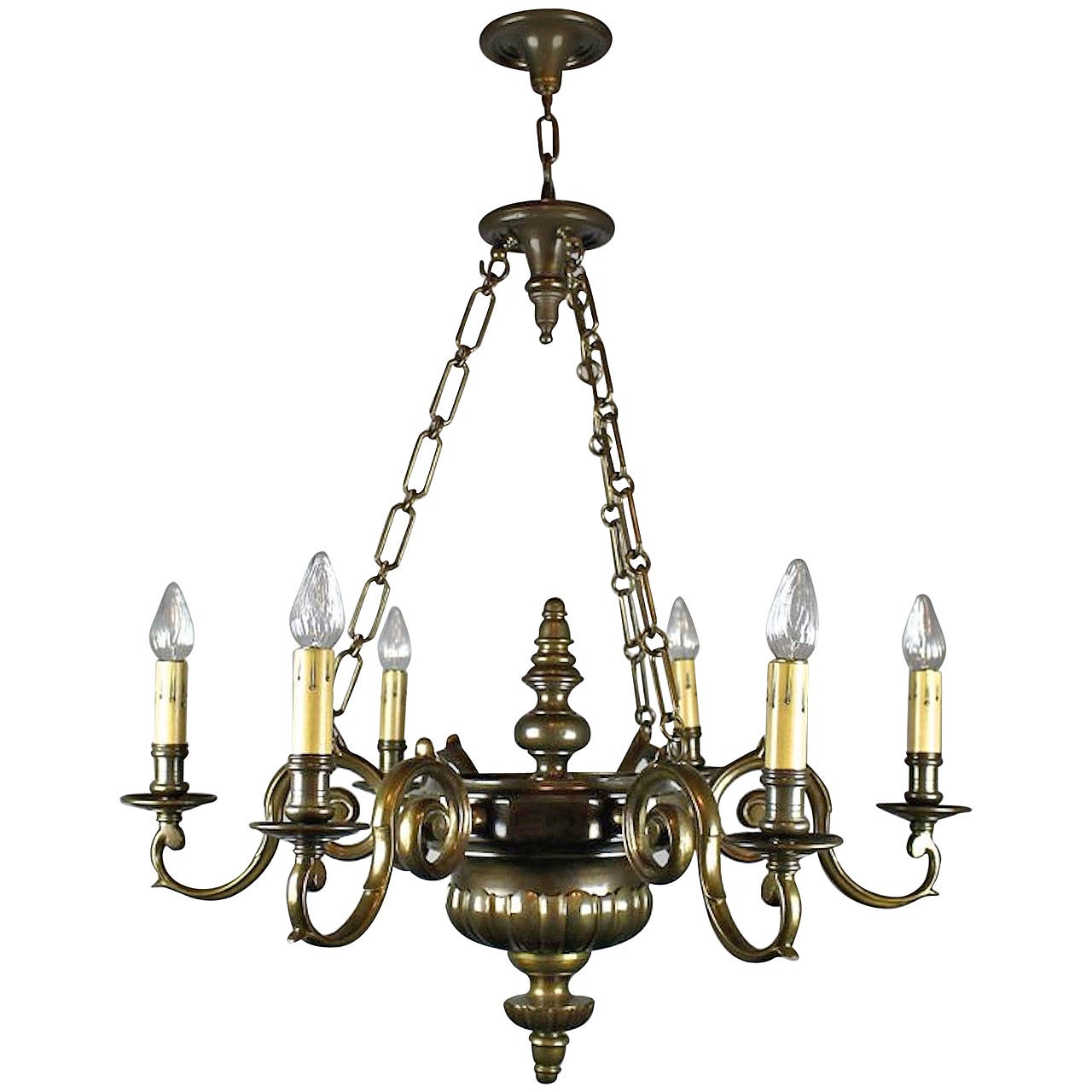Large Sheffield Style Lighting Fixture with Candle Arms (6-light) For Sale