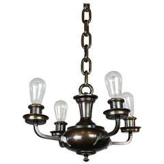 Antique Artistic Arts & Crafts Bare Bulb Pan Light Fixture, Four-Light