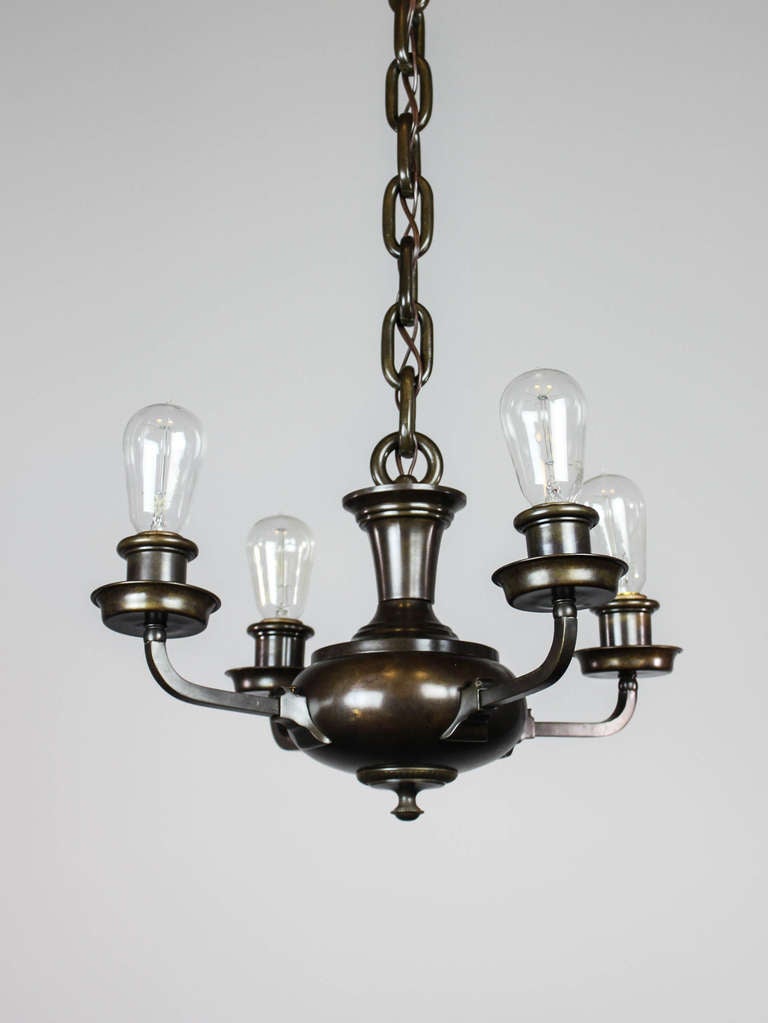 Artistic Arts & Crafts Bare Bulb Pan Light Fixture, Four-Light