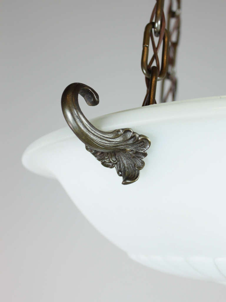 British Colonial Colonial Revival Lennox Glass Bowl Fixture For Sale