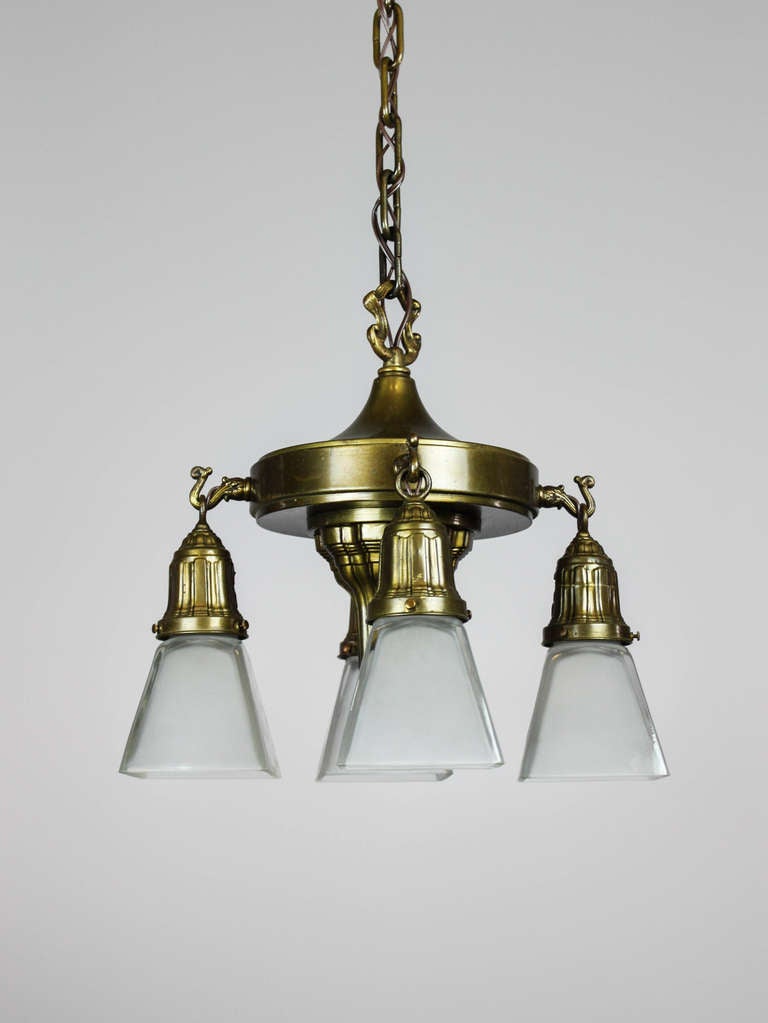 Brass Mitchell Vance & Co. Sheffield Patterned Light Fixture, Four-Light For Sale